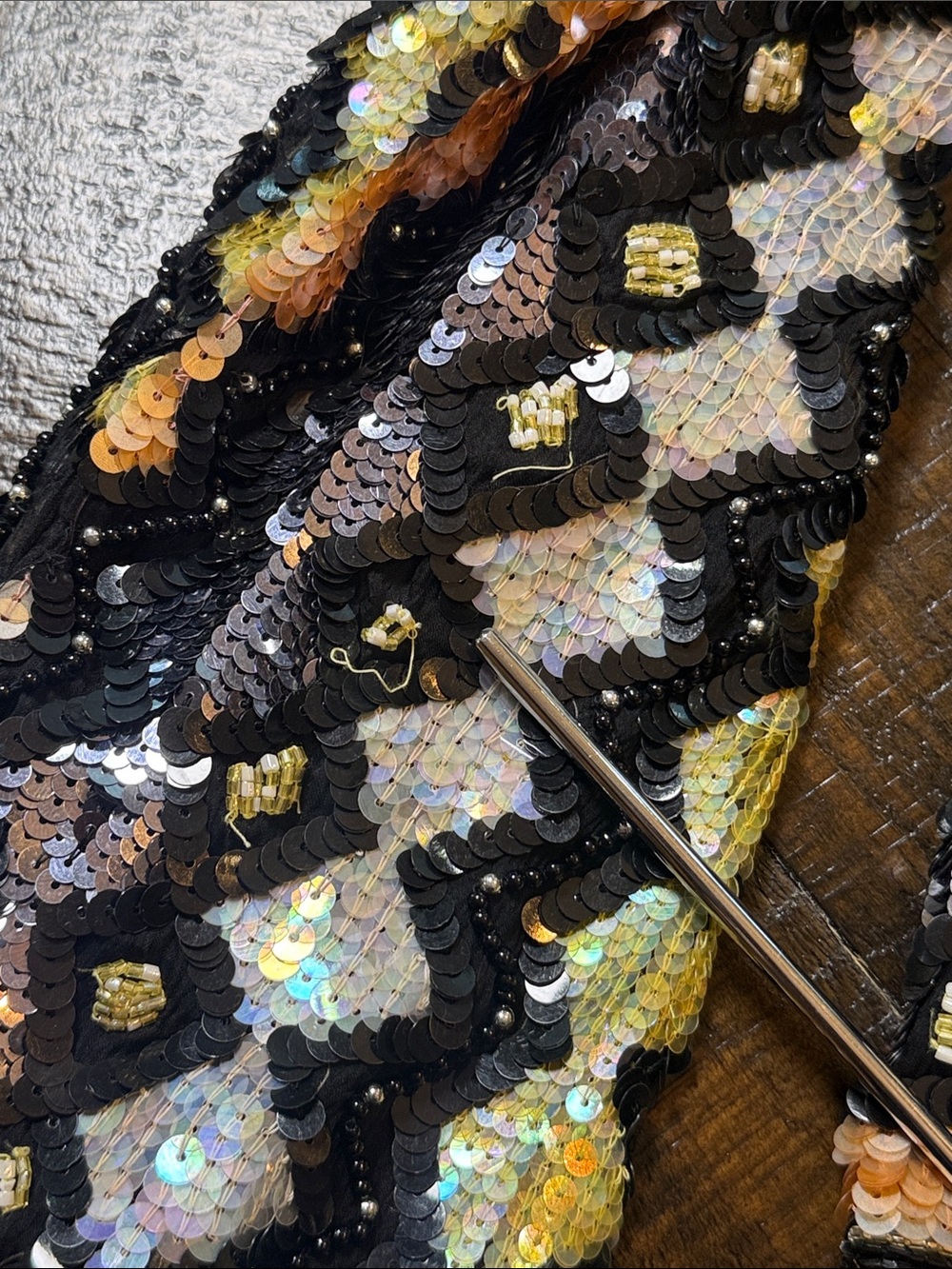 Sténay 100% Silk Beaded Sequin Jacket S Vintage Art Deco Evening - Picture 8 of 13